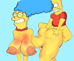 1boy1girl age_difference bart_simpson big_breasts blue_hair doggy_style doodle galaxycube hair_blue huge_breasts incest marge_simpson mature_female milf sex size_difference sketch tagme the_simpsons vaginal_penetration