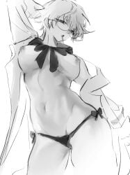 0a_bohr breasts_out canon_genderswap cigarette class_3-z female female_only genderswap_(mtf) ginko_sakata gintama gintoki_sakata glasses greyscale labcoat lollipop medium_breasts monochrome no_bra official_alternate_costume open_jacket panties rule_63 shirt_up short_hair side-tie_panties sketch smoking solo strawberry teacher very_short_hair