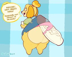 abunbot animal_crossing anthro ass big_butt big_penis canid canine canis clothed clothing digital_media_(artwork) domestic_dog erection female genitals hi_res hot_dogging huge_butt huge_cock hyper hyper_butt hyper_genitalia hyper_penis isabelle_(animal_crossing) mammal nintendo open_mouth penis sex shih_tzu simple_background solo thick_thighs torn_clothing toy_dog underwear wide_hips