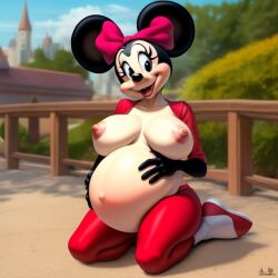 ai_generated breasts breasts breasts disney minnie_mouse naked_breasts on_her_knees pregnant pregnant_belly pregnant_female