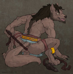 anal bondage canine chains dildo furry gloveboxofdoom male male_only no_humans sex_toy solo werewolf wolf