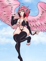 big_breasts big_breasts big_thighs feet feet_up ikaros legs pink_hair sora_no_otoshimono white_skin