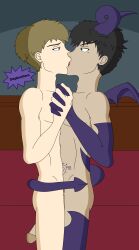 2boys bed cyles_cinning demon demon_horns demon_tail demon_wings french_kiss french_kissing gay holding_hands horns incubus kissing making_out mole mole_under_eye original original_artwork original_character original_characters self_upload skinny stepbro stepbrother stepbrothers tail wings wrapped young