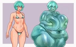 bbw big_ass big_breasts big_butt fat fat_ass huge_breasts slime slime_girl slimy transformation transformation_sequence weight_gain wet