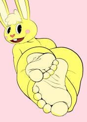 5_toes barefoot bunny cuddles cuddles_(htf) cute_feet cyborg-steve edit feet foot_focus fuckboy furry happy happy_tree_friends humanoid_feet inviting lagomorph leporid lying mondo_media presenting_feet rabbit rosy_cheeks soles toes