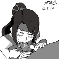 1boy 1boy1girl 1girls akali_jhomen_tethi areolae black_hair blowjob blush breasts cum cum_in_mouth cum_on_breasts cyrano fellatio female female_focus first_person_view greyscale hair hair_ribbon league_of_legends lips long_hair looking_up male medium_breasts monochrome ninja nipples no_bra oral oral_penetration oral_sex ribbon saliva straight tied_hair