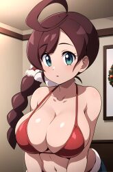 1girls aged_up ai_generated alternate_body_type alternate_breast_size bare_shoulders big_breasts bikini bikini_top breasts chloe_(pokemon) christmas christmas_clothingchristmas_outfit cleavage clouds collarbone creatures_(company) exposed_shoulders female game_freak grass large_breasts light-skinned_female light_skin looking_at_viewer nintendo pokemon pokemon_journeys red_swimwear revealing_clothes ryuzam sideboob solo swimwear