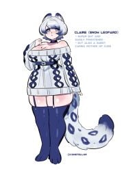 blue_eyes constellor ear large_breasts milf tail thick_thighs watermark white_background white_hair