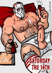 balls bara big_penis body_hair boner erection friday_the_13th hockey_mask jason_voorhees male male_only mask muscles muscular penis penis_out poppers randyslashtoons solo solo_male underwear