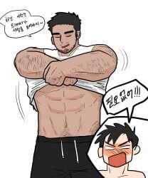 abs bara biceps blush clothing comic gay gym jongari222 male male/male male_only muscular_male older_man_and_younger_boy pecs