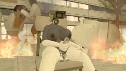 1futa 
breasts camerawoman_(skibidi_toilet) female female_focus futanari masturbating masturbation nude_female outside skibidi_toilet