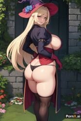 1girls ai_generated blonde_hair cleavage full_body high_heels huge_ass huge_breasts large_breasts pornx.ai round_ass seductive_pose smile standing stockings straight_hair thick_thighs witch witch_hat