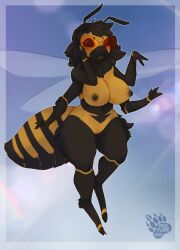 abeja bee breasts brown_hair furry_only insect insect_girl insect_wings minstlurnrnbee_girl multi_arm multi_limb skin