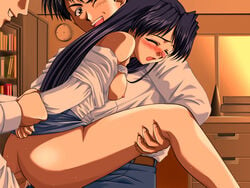 female anal blue_hair blush bottomless double_penetration doushin long_hair sex suruga_ryoko uncensored vaginal_penetration vaginal_penetration