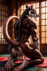 anal anus balls cock furry looking_at_viewer master_splinter on_knees penis presenting_hindquarters rat solo solo_male tmnt yiff