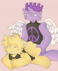 2boys clothed clothed_sex clothes_lift clothing clothing_lift doggy doggy_style fanart fluffy gay jimbo jimbojimmy123 lunatic947 peace_(jimbojimmy123) purple_skin roblox roblox_character robloxian sex soft soft_shading sweat wings yellow_skin