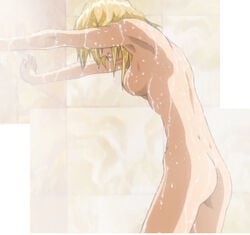 ass blonde_hair cagalli_yula_athha gundam gundam_seed nude screencap shower sideboob stitched wet