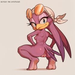 1girls ai_generated airtist_the_artificial ass back barefoot breasts feet female female_only hands_behind_head naked nude patreon pussy solo sonic_(series) sonic_the_hedgehog_(series) squatting tagme wave_the_swallow