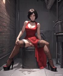 ada_wong ai_generated artas9972 asian asian_female presenting presenting_pussy pussy pussy_juice pussy_juice_drip red_dress resident_evil solo wet wet_pussy