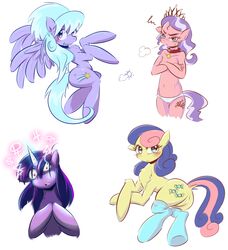 2012 anthro ass balooga blue_eyes blush bonbon_(mlp) cloud_chaser_(mlp) collar cutie_mark diamond_tiara_(mlp) equine female friendship_is_magic hair horn horse looking_at_viewer multicolored_hair my_little_pony panties pegasus pony socks two_tone_hair underwear unicorn wings