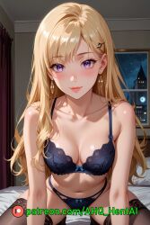 1girls ahq_hentai ai_generated ayase_saki blonde_hair blush breasts gimai_seikatsu medium_breasts patreon perfect_body stable_diffusion stockings thighhighs underwear