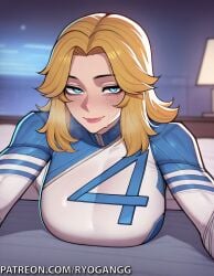 1girls 2d ai_generated blonde_hair clothed clothing female invisible_woman invisible_woman_(marvel_rivals) looking_at_viewer marvel marvel_comics marvel_rivals ryogangg self_upload sue_storm tagme