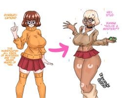 1female 1girls 2025 2d 2d_(artwork) accessories accessory arrow_(symbol) ass bangs before_and_after big_ass big_breasts big_butt big_hips big_thighs bikini bimbo bimbo_body bimbofication bleached_blonde_hair blonde_female blonde_hair blonde_hair_female boobs_bigger_than_head bra breasts corruption different_eye_color dyed_hair earrings english_text female female_focus female_only freckles freckles_on_ass freckles_on_face gigantic_breasts glasses gyaru gyaru_gal gyarufication gyarufied heart heart_symbol keyaruki legwarmers long_fingernails makeup massive_breasts money nerd nerdy nerdy_female obedience personality_change pink_eyes prostitution rings school_uniform schoolgirl schoolgirl_uniform scooby-doo seductive seductive_eyes seductive_look shiny_skin signature simple_background skimpy skimpy_bikini skimpy_clothes skirt solo solo_focus sparkles standing sweater tan_body tan_skin tanned_skin text thick_thighs thighhighs thighs thong transformation twitter_link velma_dinkley voluptuous voluptuous_female