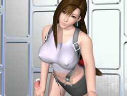 3d 7_(artist) animated breasts brown_hair censored earrings erect_nipples female fighting_cuties final_fantasy final_fantasy_vii hair handjob human jewelry large_breasts long_hair looking_at_viewer male penis skirt straight suspenders tank_top tifa_lockhart