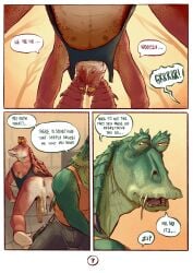 alien anus balls banana_da_boi clothed clothing comic dialogue duo english_text foreskin genitals gungan hi_res jar_jar_binks looking_down looking_down_at_another male penis saggy_balls speech_bubble star_wars text