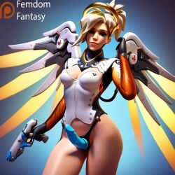 1girls ai_generated blue_dildo blue_strap-on bondage dildo dominant dominant_female domination dominatrix femdom femdomfantasyai mercy overwatch overwatch_2 smug_face solo strap-on strap-on_dildo strapon strapon_dildo