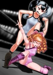 2girls catfight female female_only multiple_girls original original_characters pain rggr ryona struggling submission_hold wrestler wrestling wrestling_boots wrestling_femdom wrestling_ring wrestling_singlet wrestlingryona