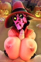 3d breast_squeeze coel3d cum fempyro glowing_eyes looking_at_viewer masked_female orange_eyes paizuri pov pyro team_fortress_2 valve_(company) whymsi_(coel3d)