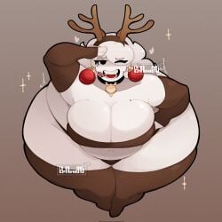 big_breasts choker christmas_outfit deer_antlers kay_(srnava) thick_thighs