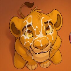 ai_generated cub cum_on_face lion lion_king male male_cub male_only simba young