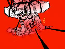 2018 aircraft alien ball_gag blindfold bondage bound chains chief_justice_tyrest collar cybertronian duo erection gag gagged hi_res horn humanoid humanoid_penis imminent_sex living_aircraft living_machine looking_at_viewer lying machine male morgentes on_back penis pharma_(transformers) red_background robot simple_background smile spiked_collar spikes spreading teeth transformers