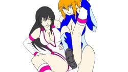 catfight fight hagiwara_sakura miyazawa_elena sekai_de_ichiban_tsuyoku_naritai! wrestler wrestling wrestling_outfit wrestling_singlet wrestlingryona