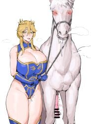 1girls artoria_pendragon artoria_pendragon_(lancer) female horse horsecock implied_bestiality tagme zoophilia