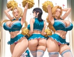 1girls 2girls 3girls ai_generated alex-schura armpits arms_behind_head arms_up ass back bangs bare_arms bare_shoulders black_hair bleach bleach:_the_thousand-year_blood_war blonde_hair blue_eyes blue_footwear blue_panties blue_skirt blush breasts brown_eyes cheerleader cheerleader_uniform cleavage closed_mouth clothing clothing_cutout crop_top crossover curvaceous curvaceous_female curvaceous_figure curvy curvy_figure facial_mark female female female_focus female_only footwear forehead_mark from_behind hair_ornament heart highleg highleg_panties holding_pom_poms huge_ass huge_breasts indoors inviting inviting_to_sex large_breasts legwear light-skinned_female lips long_hair looking_at_viewer looking_back matsumoto_rangiku mature_female microskirt midriff miniskirt mole mole_under_mouth multiple_girls naruto naruto_(series) naruto_shippuden navel necklace necktie nico_robin one_arm_up one_piece open-mouth_smile open_mouth pantsu parted_bangs parted_lips pink_panties pleated_skirt pom_pom_(cheerleading) pom_poms ponytail presenting presenting_ass presenting_breasts presenting_hindquarters presenting_self seductive seductive_look seductive_smile shiny shiny_skin shirt shoes skindentation skirt sleeveless sleeveless_shirt smile sportswear standing stomach sweat thick_thighs thighhighs thighs thong tied_hair tsunade twintails underboob underwear uniform upper_teeth_only very_long_hair voluptuous voluptuous_female white_legwear white_thighhighs white_underwear wide_hips