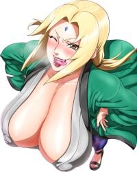 big_breasts kunoichi lipstick mature_female milf mother naruto naruto_(series) no_background numahana plump png tsunade white_woman