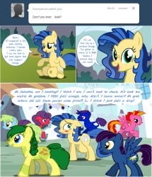 ask_blog big_crotchboobs blush comic crotchboobs english_text female flashequestria huge_crotchboobs impossibly_large_crotchboobs lactation leaking mare milk milky_way_(mlp) my_little_pony nipples nude oc oc_only pony puddle sweat text tumblr