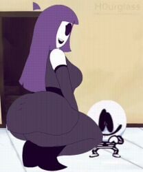 animated artist_name ass female floor floor_tiles h0urglass_(artist) house laughing lila_(spooky_month) male newgrounds pale-skinned_female pale_skin purple_clothes purple_clothing purple_hair skid_(srpelo) spooky_month sr_pelo