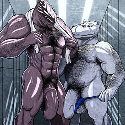 abs balls biceps big_penis chest_tuft chubby furry furry_only gay hairy hippo krogan male male_only mass_effect musclegut muscles pecs penis pulsar speedo thick_penis thong towel uncut underwear