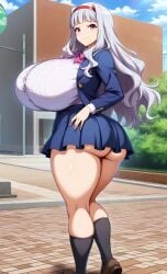 1girls ai_assisted ai_generated big_ass big_breasts breasts breasts_bigger_than_head curves curvy curvy_body curvy_female curvy_figure curvy_hips dominant_female enormous_breasts ftggtgg gigantic_breasts hairband huge_ass huge_breasts hyper_breasts idolmaster large_ass large_breasts massive_breasts revealing_clothes school_uniform schoolgirl schoolgirl_uniform seducing seductive seductive_eyes seductive_look seductive_pose seductive_smile shijou_takane skirt solo solo_female solo_focus thick_ass thick_thighs unbuttoned unbuttoned_shirt white_hair