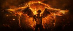 angel artist_request fire hell male male_only realistic solo source_request wings