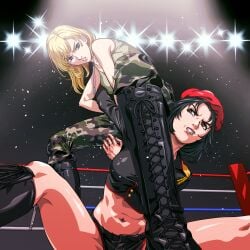 2girls american artist_request belly belly_button boots catfight command_and_conquer desert_eagle fight fighting gun natasha_volkova pain red_alert_3 russian ryona sniper_rifle struggling submission_hold tank_top tanya_adams wrestler wrestling wrestling_femdom wrestlingryona