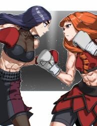 abs athletic athletic_female attack boxing boxing_gloves catfight muscular_female rggr staredown