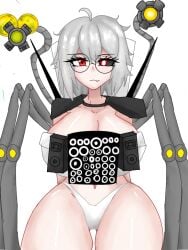 big_breasts big_butt glasses miss_moji panties red_eyes s scientist_toilet skibidi_toilet skibidi_toilet_(skibidi_toilet) thick_ass thick_thighs white_background white_hair