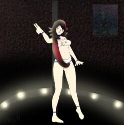cat_choker demon fangs feet female female_focus genshin_impact humanoid idol long_hair medium_breasts meme_in_the_background non_human oc pole_dancer porn_star trixie_(oc) warm_pussy