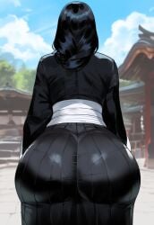 ai_generated ass ass_focus big_ass black_hair black_kimono bleach bubble_ass bubble_butt creamy_ai curvy dat_ass fat_ass from_behind huge_ass japanese_clothes kimono large_ass long_hair thick_ass thick_thighs unohana_retsu wide_hips