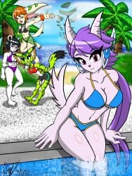 anthro aquatic_dragon big_breasts bikini canine carol_tea dragon feline female female_protagonist freedom_planet freedom_planet_2 looking_at_viewer milla_basset neera_li panda sash_lilac triwarrior30 video_games water_dragon wildcat